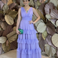 Lavender A-line V Neck Evening Dress,Wedding Guest Dress  Y5283
