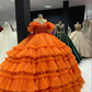 Charming Orange Puffy Ball Gown,Orange Sweet 16 Dress Y6577