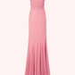 Vintage Mermaid Spaghetti Straps Pink Chiffon Prom Dress Evening Gown Y8494