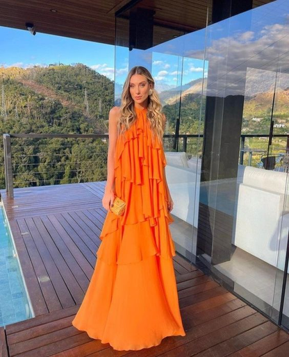 Orange layers prom dress Evening Gown Party Dress Y4735