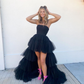 Black High Low Tulle Prom Dress, Black Tulle High Low Formal Evening Dress  Y4893