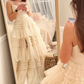 Champagne A-Line Spaghetti Straps Ruffles Formal Evening Dresses Long Prom Dress Y6801