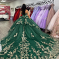 Green Swetheart Quinceanera Dresses Birthday Prom 3D Flowers Ball Gown Y4437