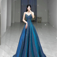 Glitter Blue A-line Evening Dress,Blue Princess Dress Y4982