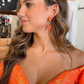 Orange Sequin Off-the-Shoulder Puff Sleeve Short Cocktail Dress Orange Homecoming Dress Y2896