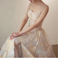 A-line Embroidered Flowers Tulle Prom Dress Stunning Evening Dress Y287