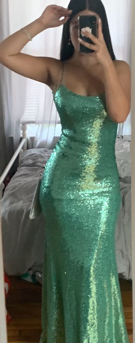 Glitter Green Sequins Mermaid Prom Dress,Green Evening Dress Y6462