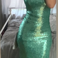 Glitter Green Sequins Mermaid Prom Dress,Green Evening Dress Y6462