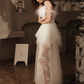 Sexy Retro Style Fashion Evening Sheer Party Dress,White Evening Dress ,Y2407