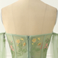 Green Tulle Off the Shoulder A-line Prom Dress with Floral Embroidery Y6790