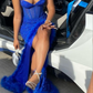 Glitter Royal Blue Long Prom Dress,Royal Blue Evening Dress Y4139