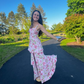 A-line Floral Long Prom Dress with Slit Elegant Formal Dress Y6333