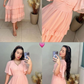 Pink A-line Chiffon Midi-length Prom Dress,Summer Beach Dress Y7134
