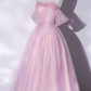 A-Line Sweetheart Neck Tulle Sequin Pink Long Prom Dress, Pink Tulle Formal Dress Y4483