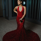 Glitter Red Sequins Mermaid Evening Dress With Train  Y5567