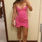 Cute Spaghetti Straps Homecoming Dress with Pleated,Sexy Cocktail Dress Y2139