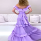 Purple chiffon long prom dress, evening dress Y5355