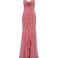 Vintage Mermaid Spaghetti Straps Pink Chiffon Prom Dress Evening Gown Y8494