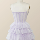 Lavender Strapless Cowl Neck Short A-line Homecoming Dress  Y2780