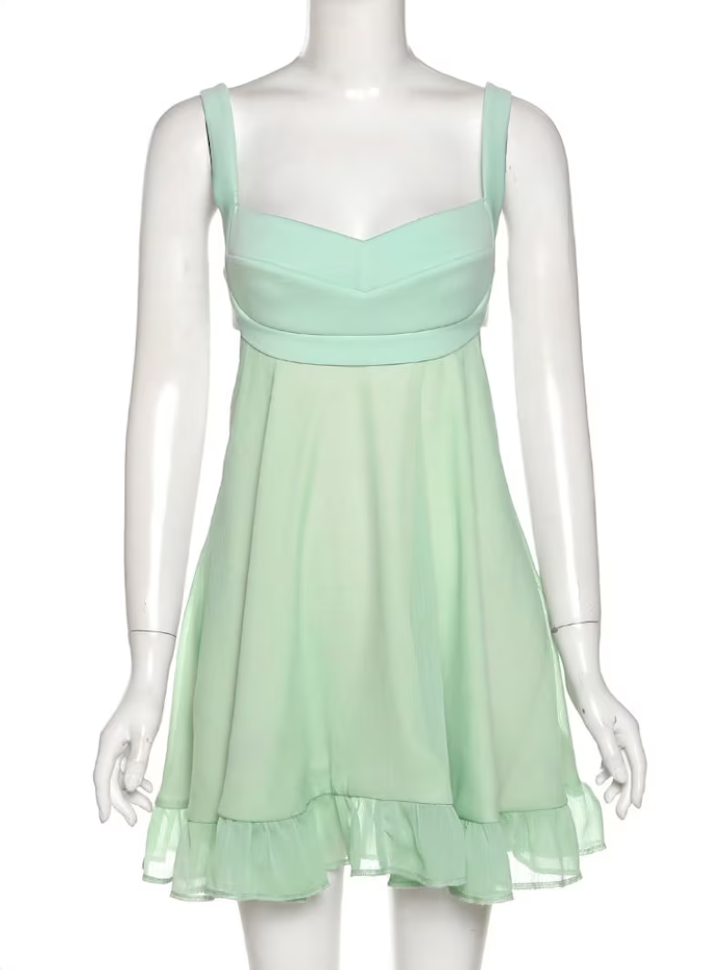 Green A-line Mini Homecoming Dress,Backless Party Dress,Y2510