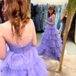 Purple A-line Tulle Layered Prom Dress Purple Evening Dress Y2604