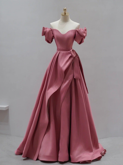 A-Line Satin Long Prom Dress,Formal Evening Dresses Y2586