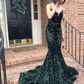Sexy Mermaid Glitter Prom Dress Long Evening Gowns Dark Green Women Formal Dresses Y4329