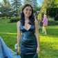 Long Formal Dress Womens Teal Strappy-back Satin Sleeveless Evening Dress Y2928