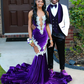 New Purple Mermaid Evening Dress With Lace Elegant Fishtail Black Girls Prom Dress Plus Size Formal Occasion Party Gowns Y6581