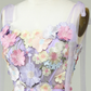 A Line Spaghetti Straps Lavender Tea Length Prom Dress With 3D Flowers Y4042