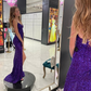 Mermaid V Neck Open Back Long Prom Dresses with Slit Sequins Formal Graduation Evening Gowns Y7398