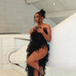 Sexy Black Evening Dress,Unique Black Evening Gown Y2217