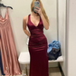 Long Formal Dress Womens Teal Strappy-back Satin Sleeveless Evening Dress Y2928