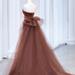 Mermaid Tulle Satin Long Prom Dress, Mermaid Evening Dress Y4348