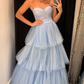 Sexy Tulle Sweetheart V-Neck A-Line Long Prom Dress Y7046