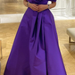 Purple A-line Satin Long Evening Dress,Purple Wedding Guest Dress Y4006