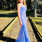 Charming Mermaid Spagehtti Straps Lilac Lace Sequin Long Prom Dress Evening Dress Y8235