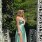 Classic Sage Green A-line Satin Long Prom Dress,Winter Dance Dress Y4994