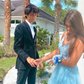 Blue A-line Tulle Appliques Long Prom Dress Y2564