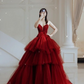 A-line Red Multi Tulle Prom Dress,Red Princess Dress Y4651