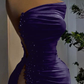 Charming Red Satin Long Evening Dress with High Slit Y4115
