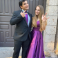 Classic A-line V Neck Purple Satin Long Prom Dress,Purple Graduation Dress Y4979