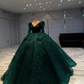 Luxurious Green Long Sleeves Ball Gown,Green Sweet 16 Dress Y6558