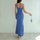 Elegant Spaghetti Straps Blue Mermaid Prom Dress Y6668