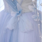 A-Line Blue Tulle Long Prom Dress, Blue Tulle Formal Dress Y6774