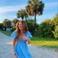 Blue Waist Cut Out Homecoming Dress,Blue Beach Dress Y2748