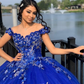 Royal Blue Ball Gown Quinceanera Dresses 3D Flower Sweetheart Sweet 15 16 Prom Party Gowns Y2821