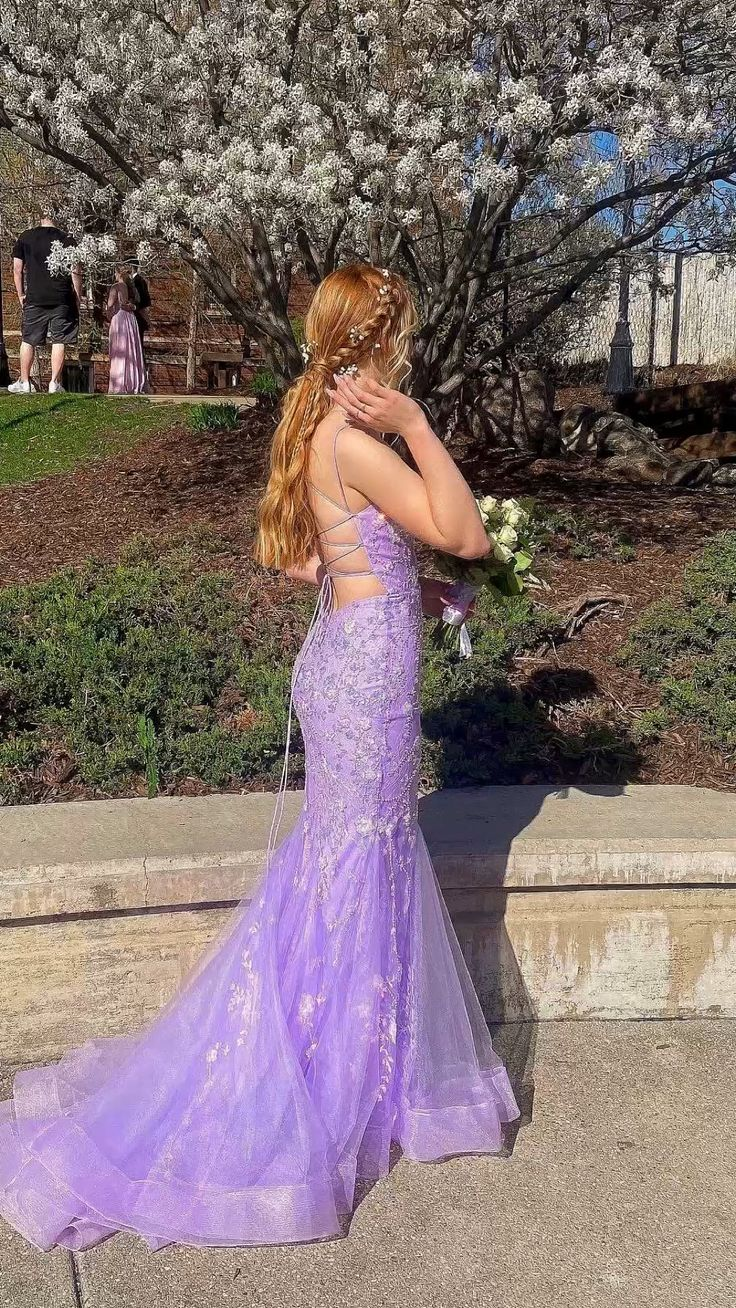Sexy Lavender Mermaid Prom Dress With Train,Lavender Evening Dress Y5866