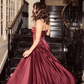 Vintage A Line Straps Burgundy Satin Long Prom Dress Evening Dress Y7994