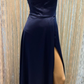 Classic A-line Navy Blue Prom Dress With Split,Simple Evening Dress For Teens Y6772